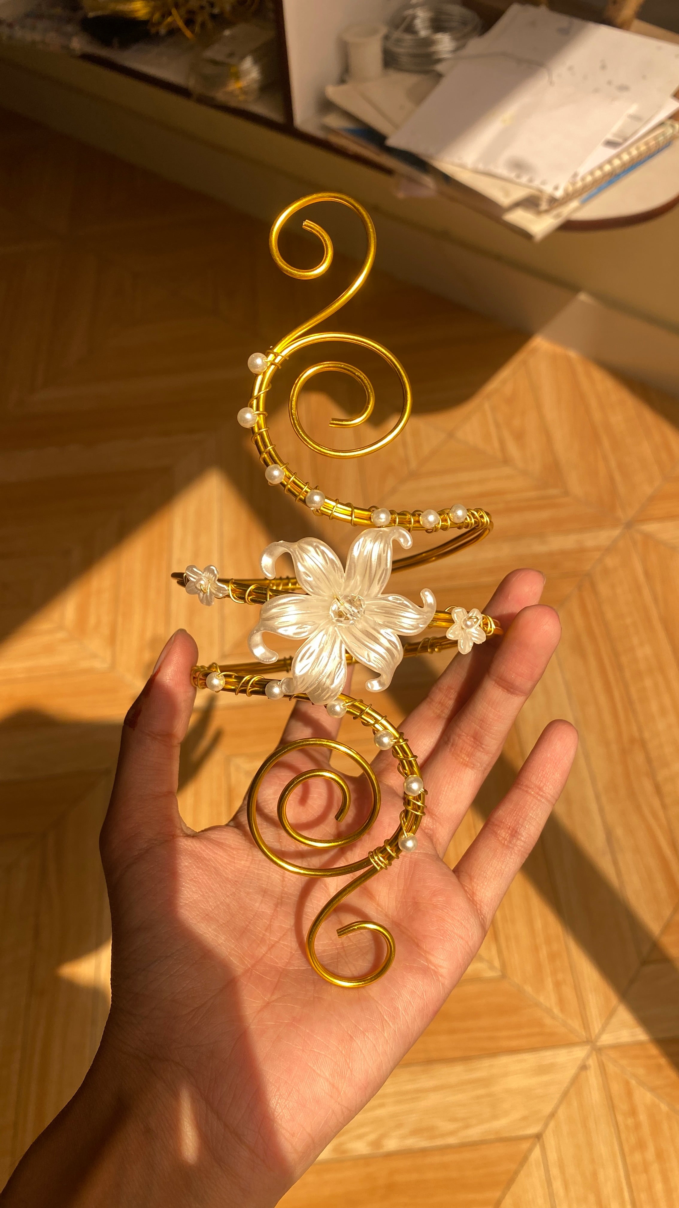 Golden spiral lily armcuff