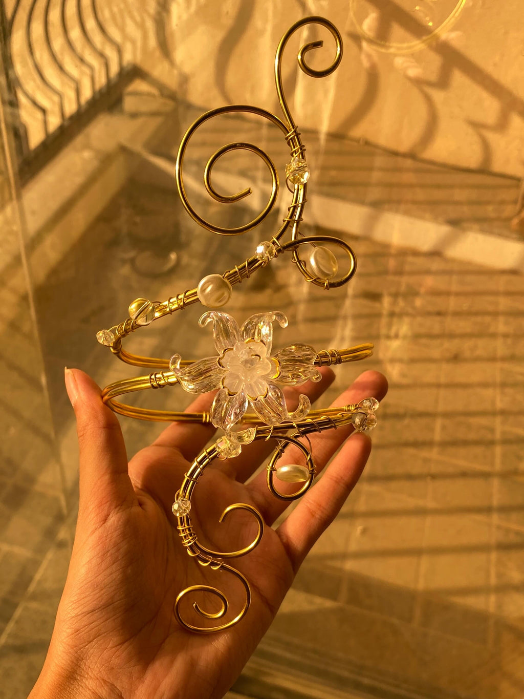 Golden crystal Lily armcuff