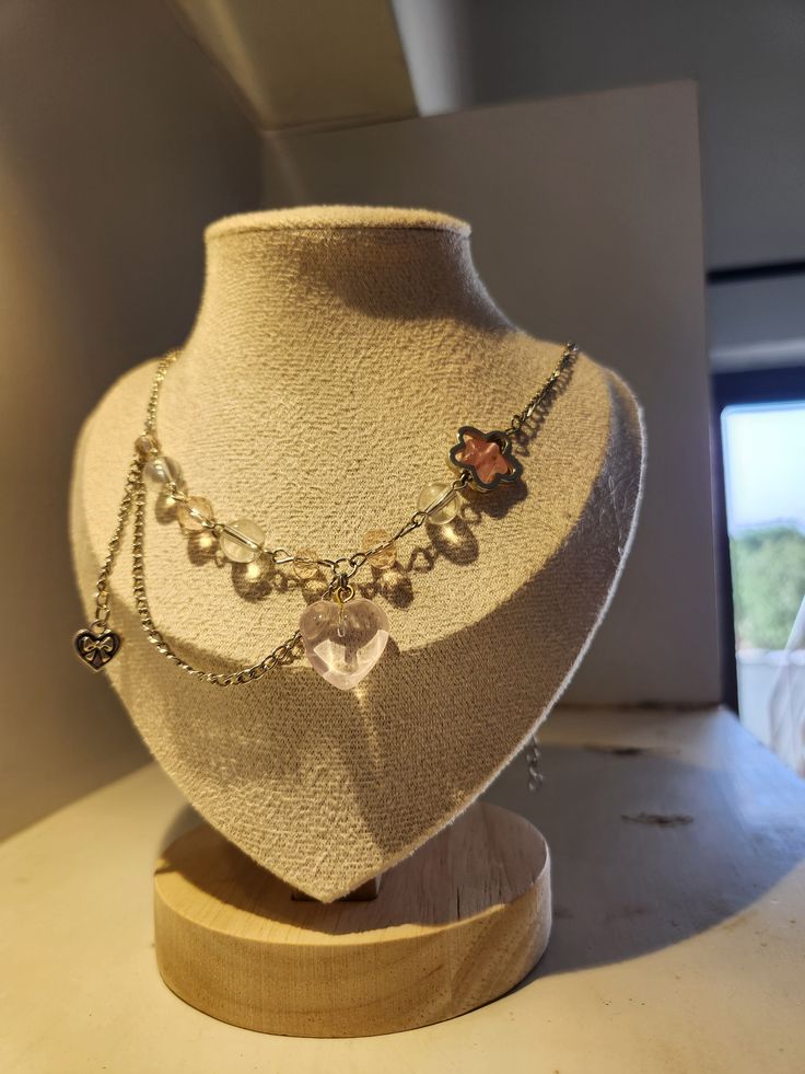 Pink heart necklace