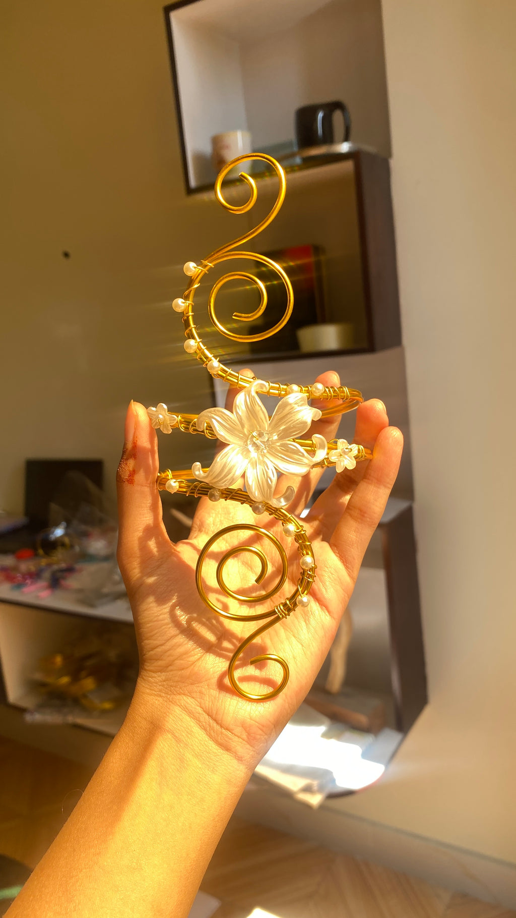 Golden spiral lily armcuff