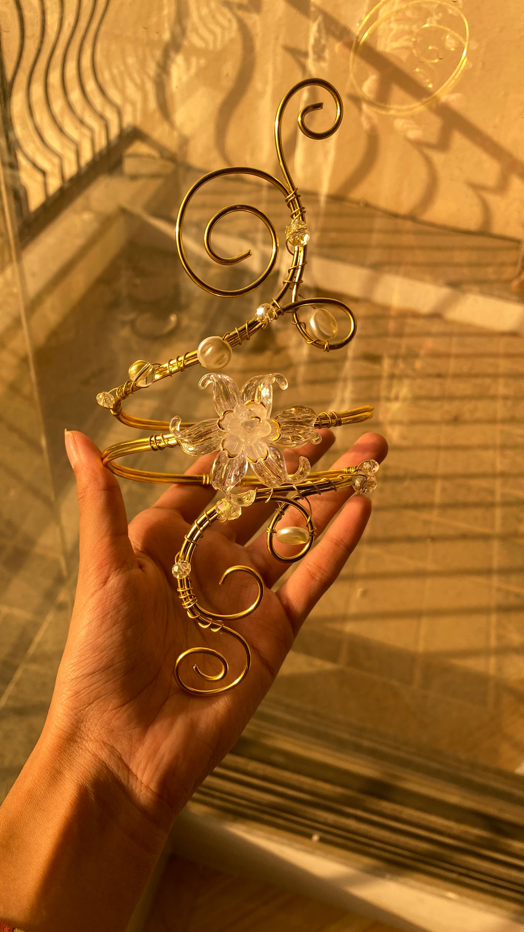 Golden crystal Lily armcuff
