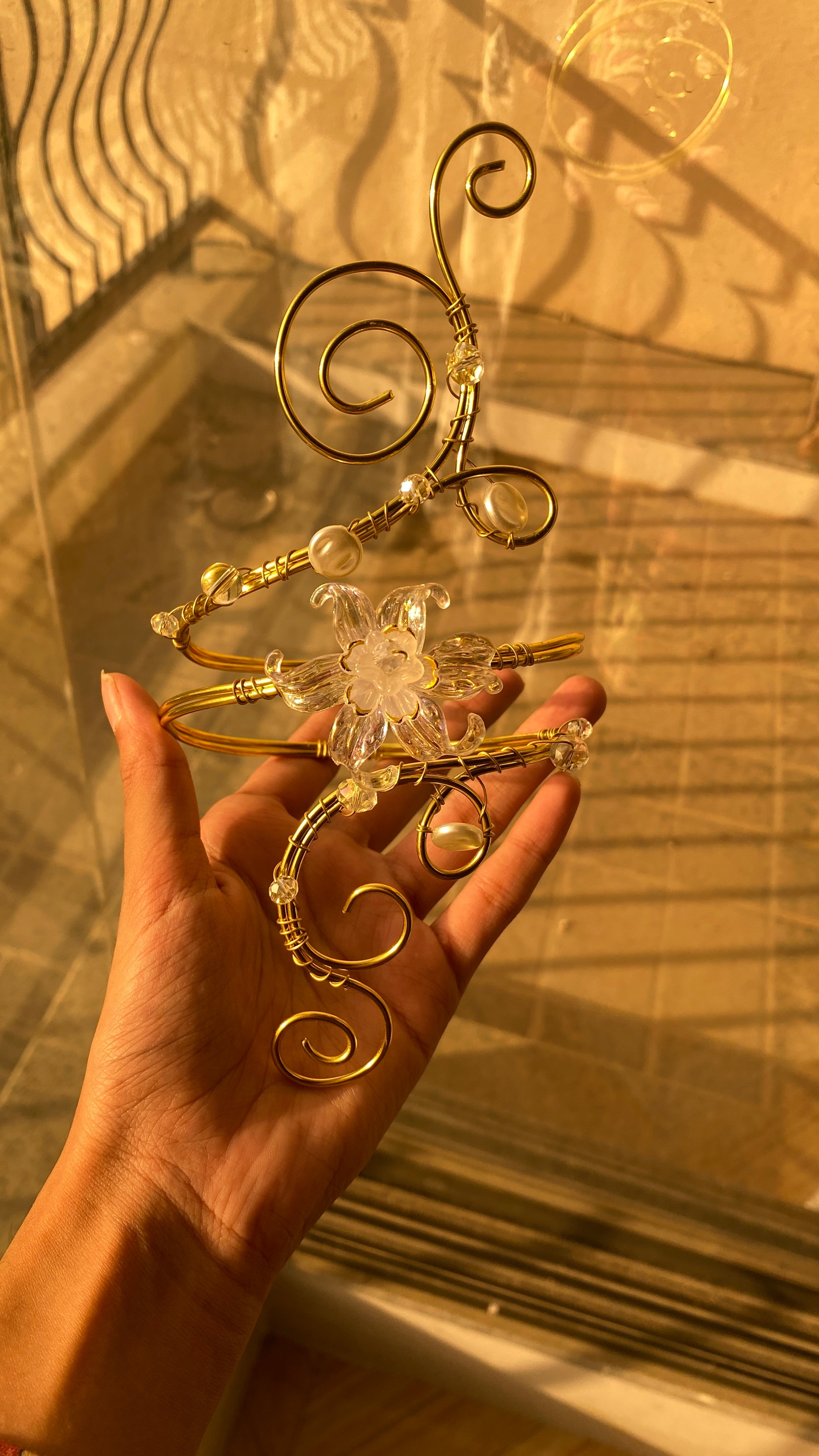 Golden crystal Lily armcuff