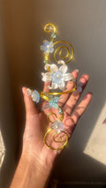 Golden spiral blue lily armcuff