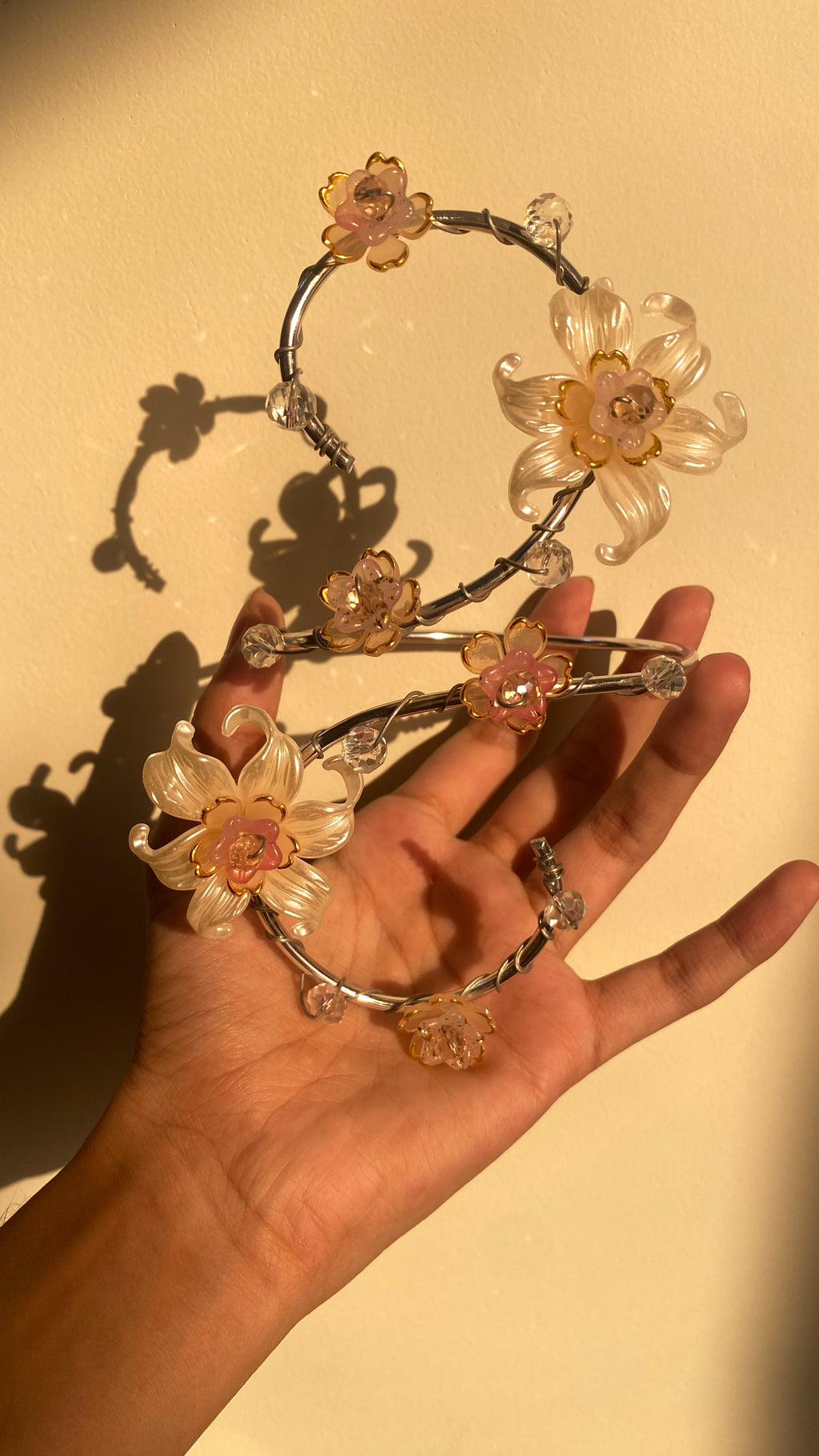 Silver peach Lily armcuff