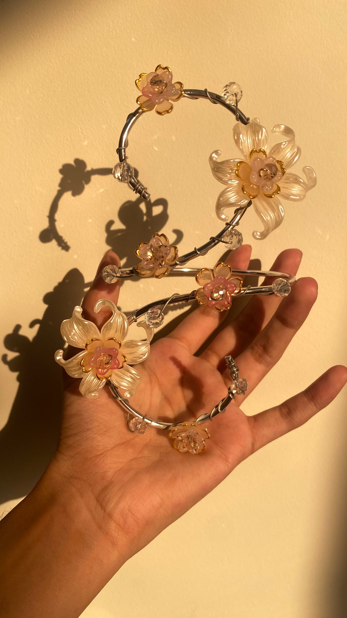Silver peach Lily armcuff