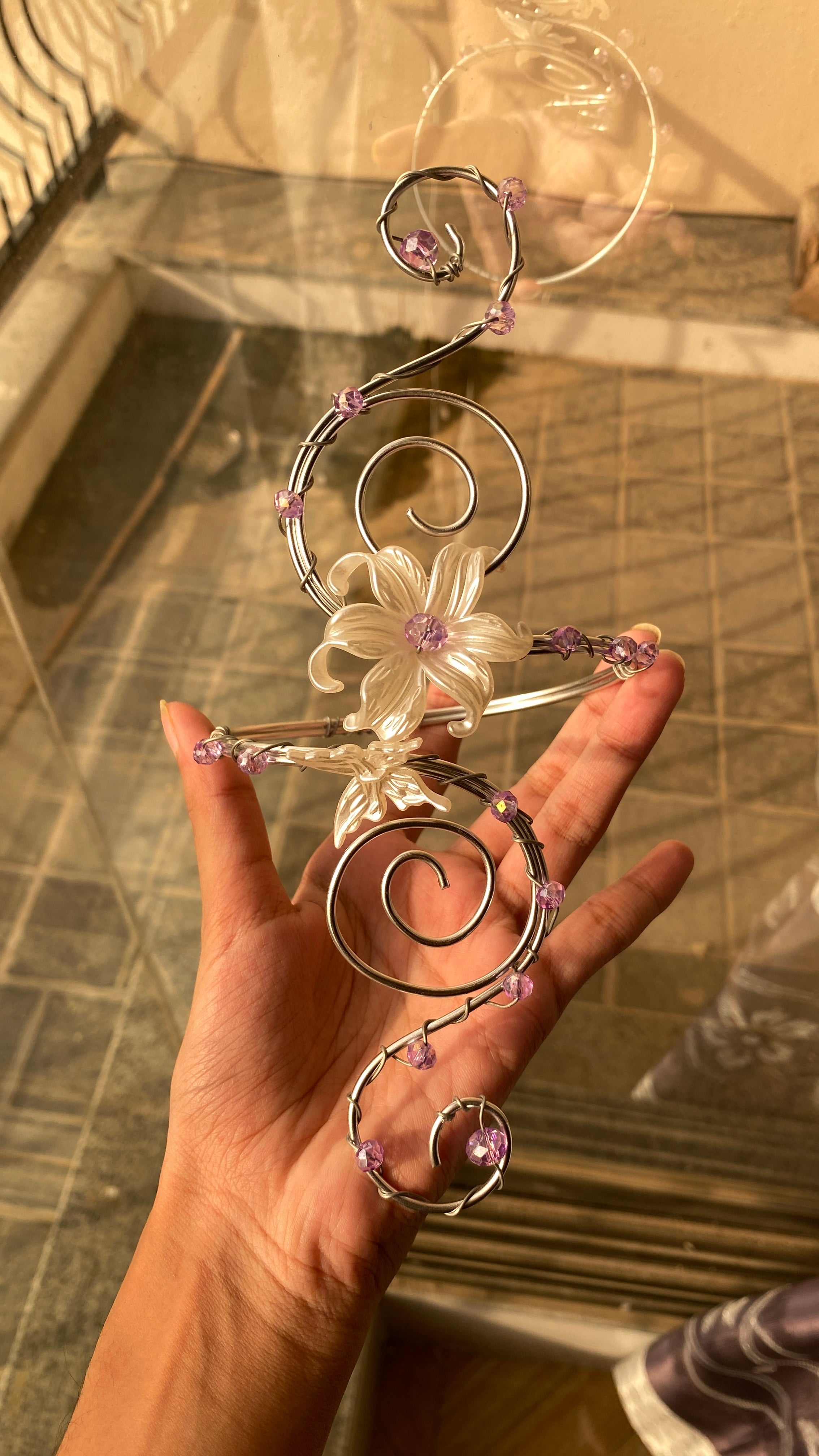 Silver lilac butterfly armcuff