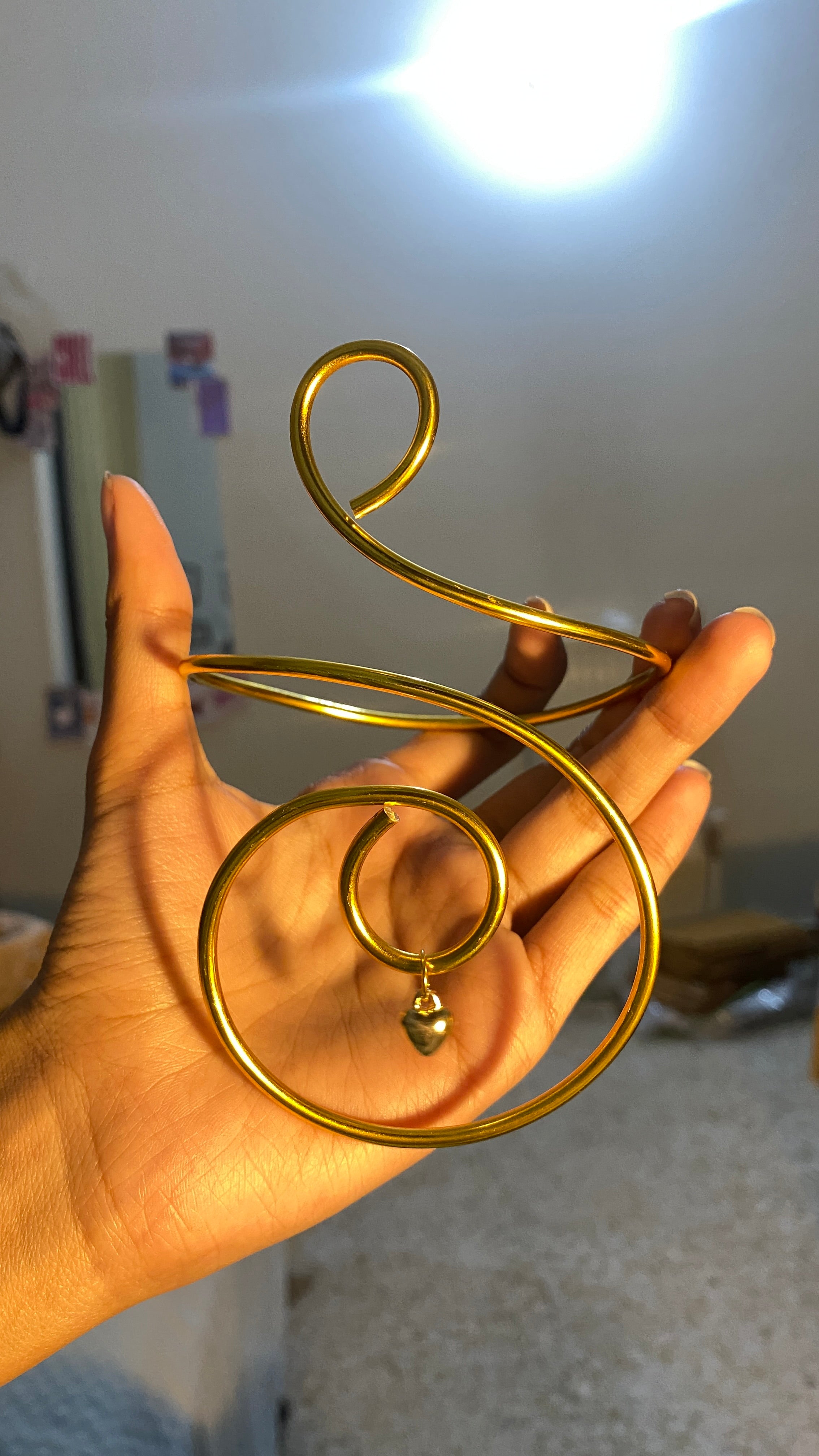 Golden Dangling heart arm cuff
