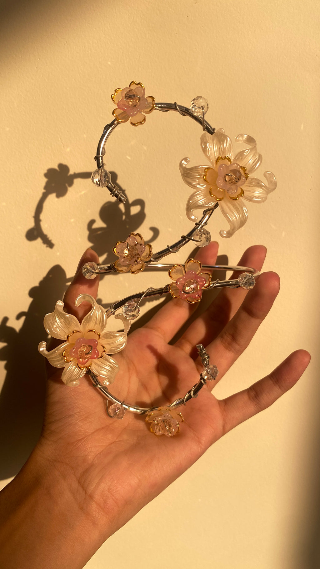 Silver peach Lily armcuff