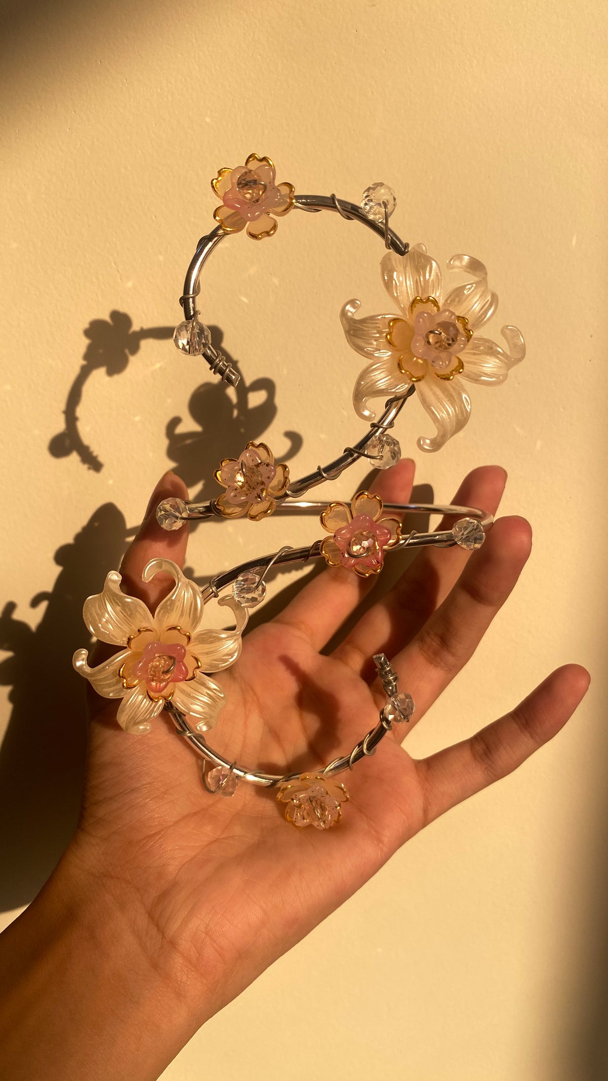 Silver peach Lily armcuff