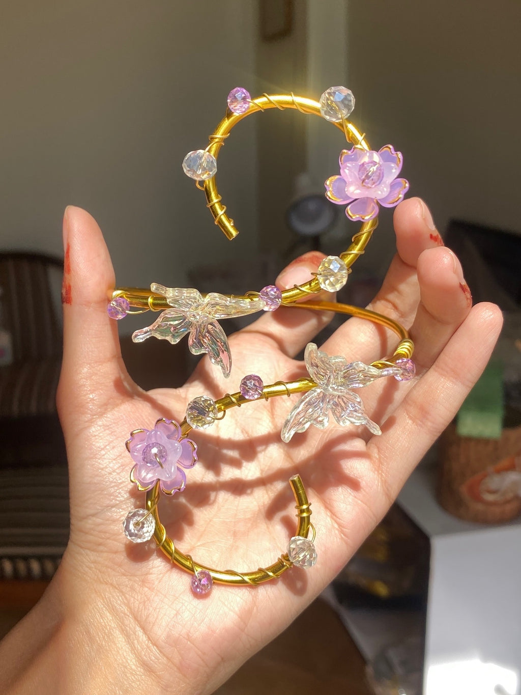 Lilac Crystal butterfly armcuff
