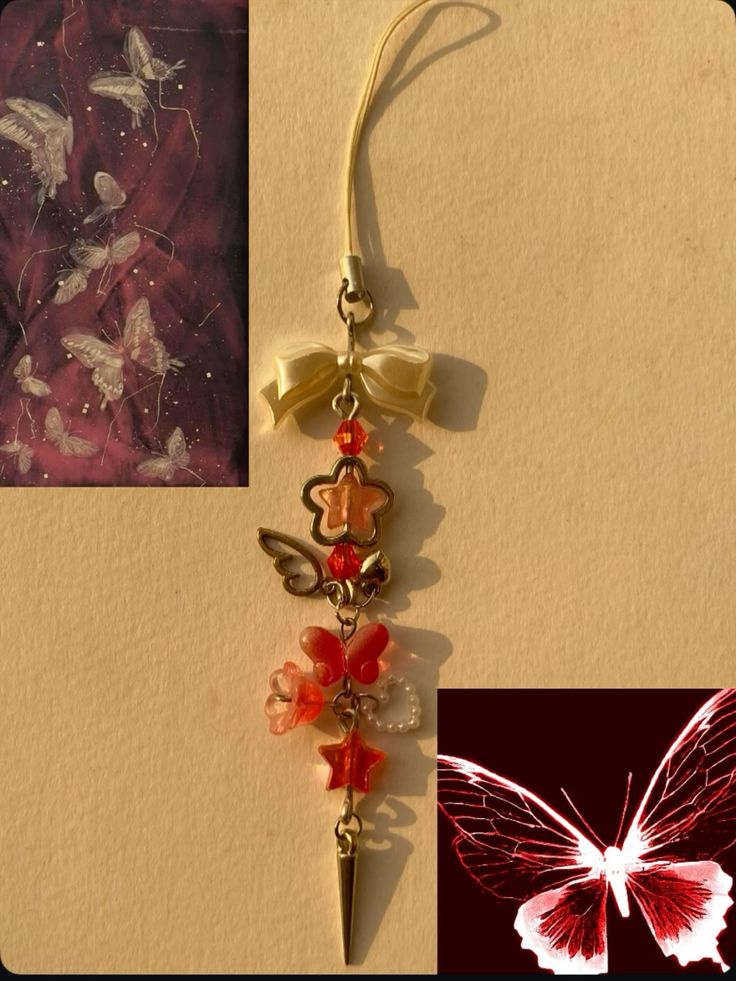 Red butterfly phone charm