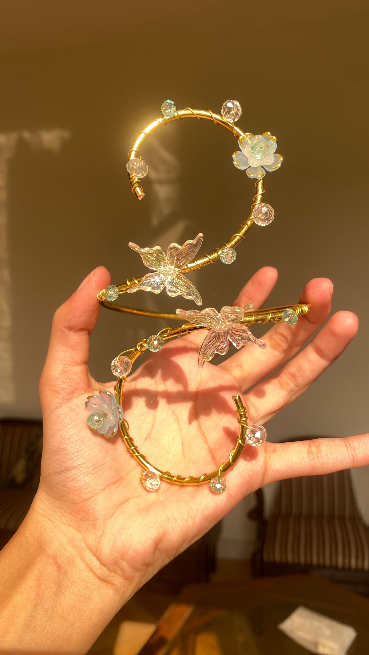 Blue crystal butterfly armcuff