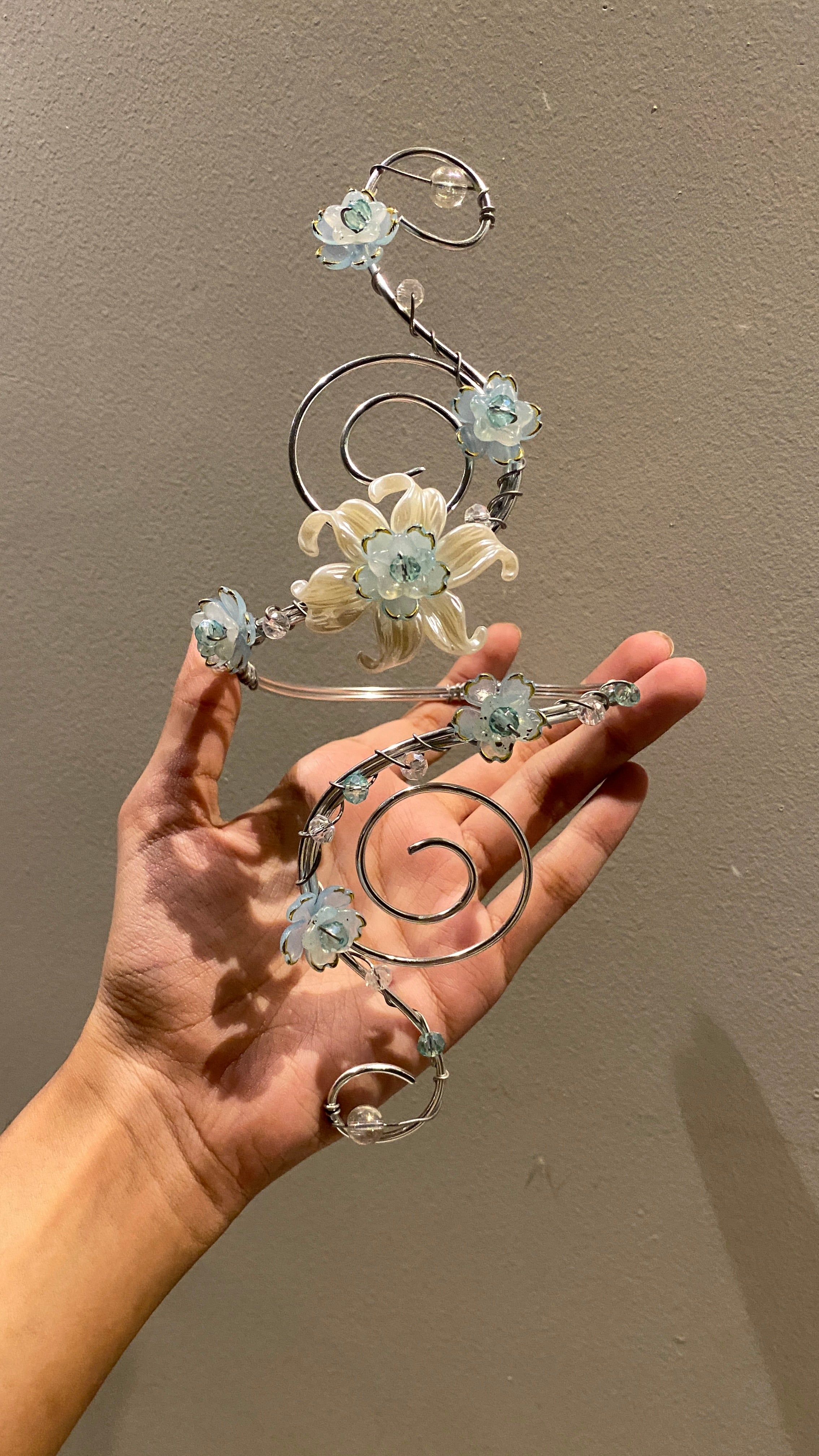Blue lily flower armcuff