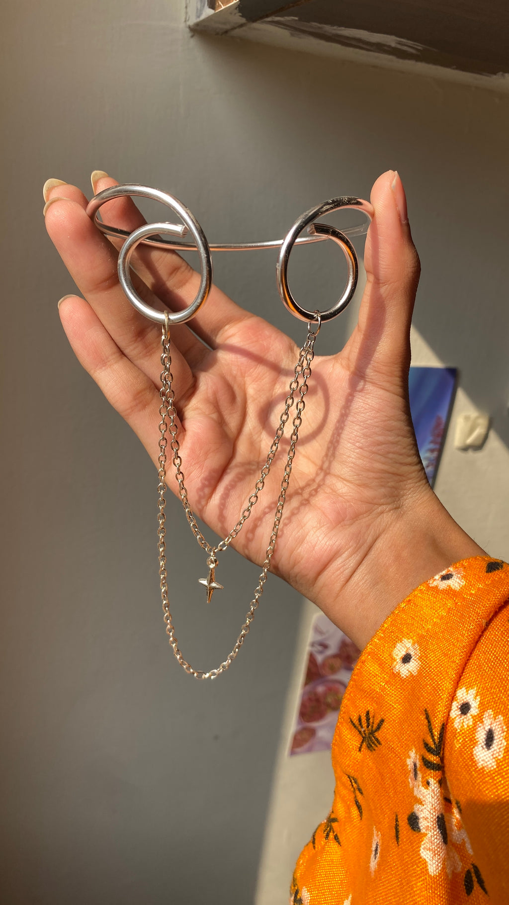 Silver chain armcuff