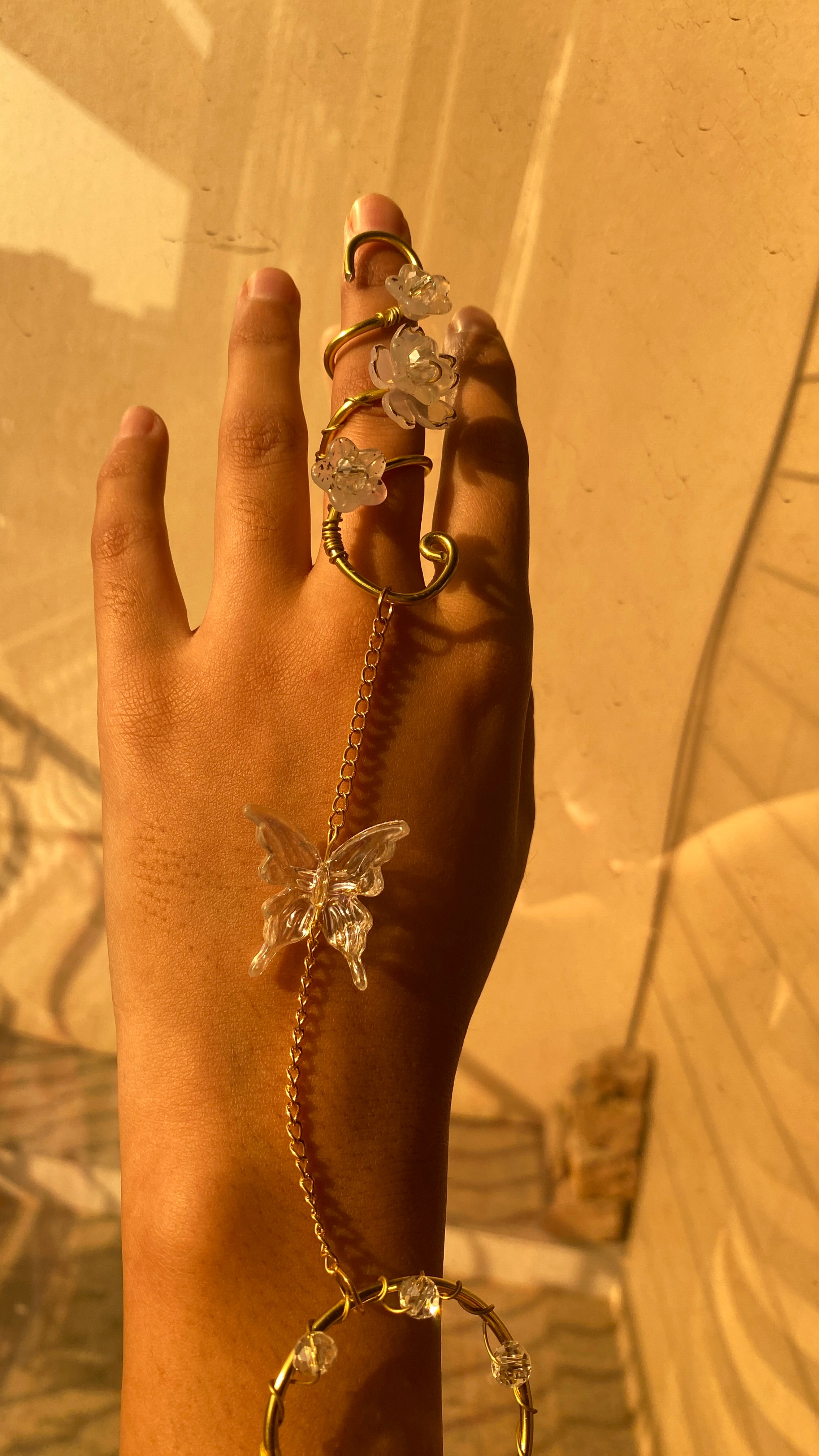 White flower hand cuff