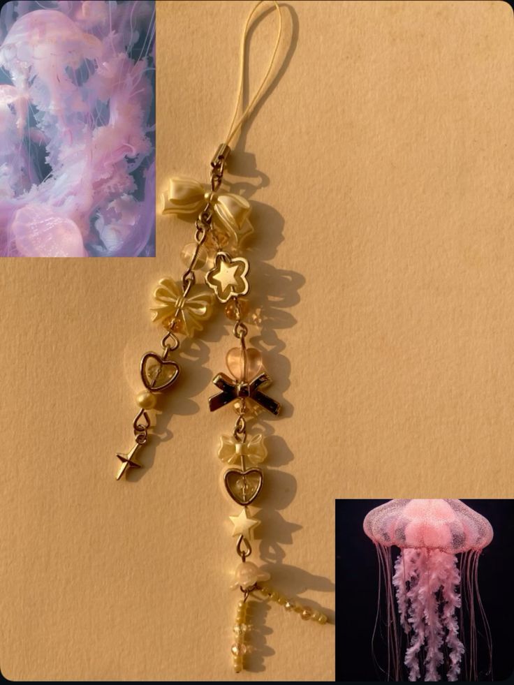 Pink jellyfish phone charm