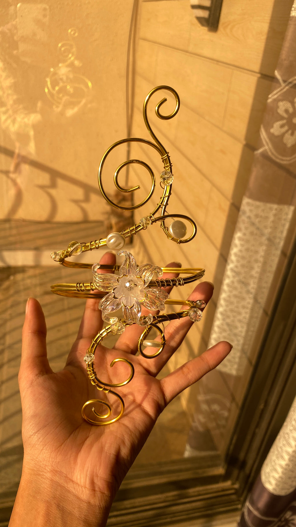 Golden crystal Lily armcuff