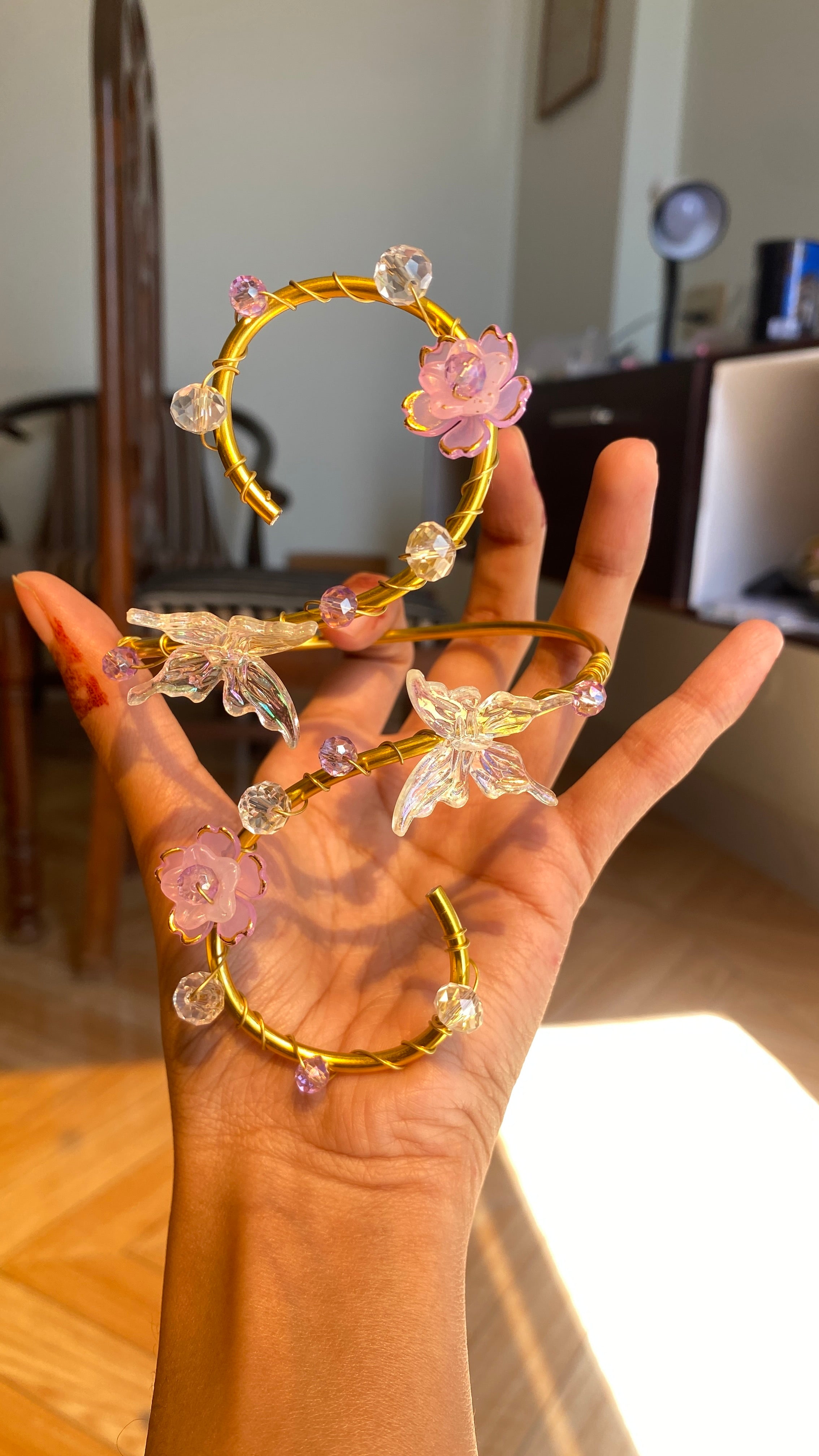 Lilac Crystal butterfly armcuff