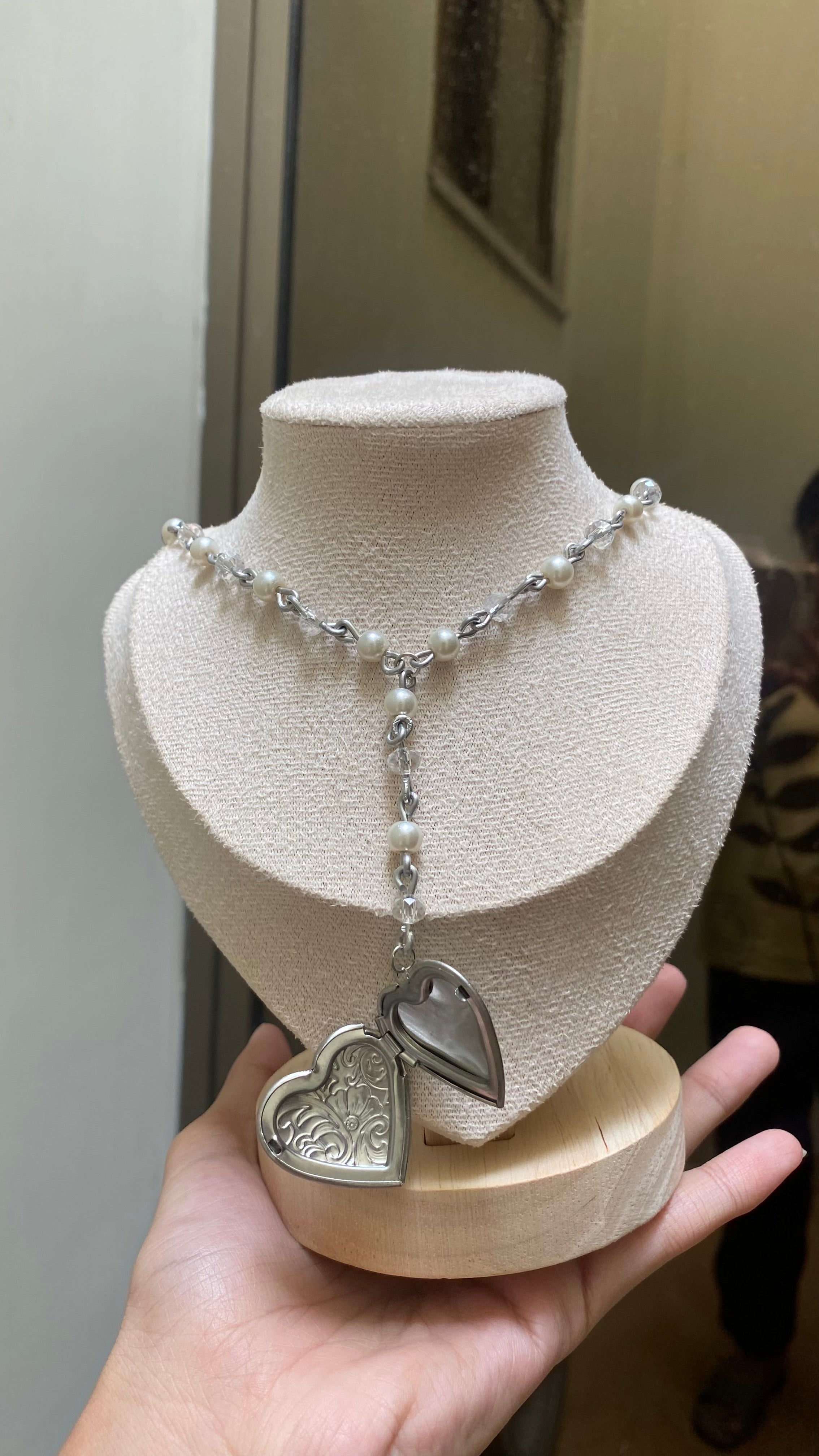 Beaded heart locket