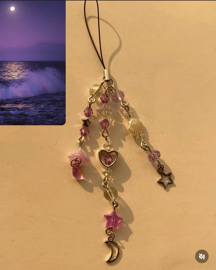 Lilac moon phone charm
