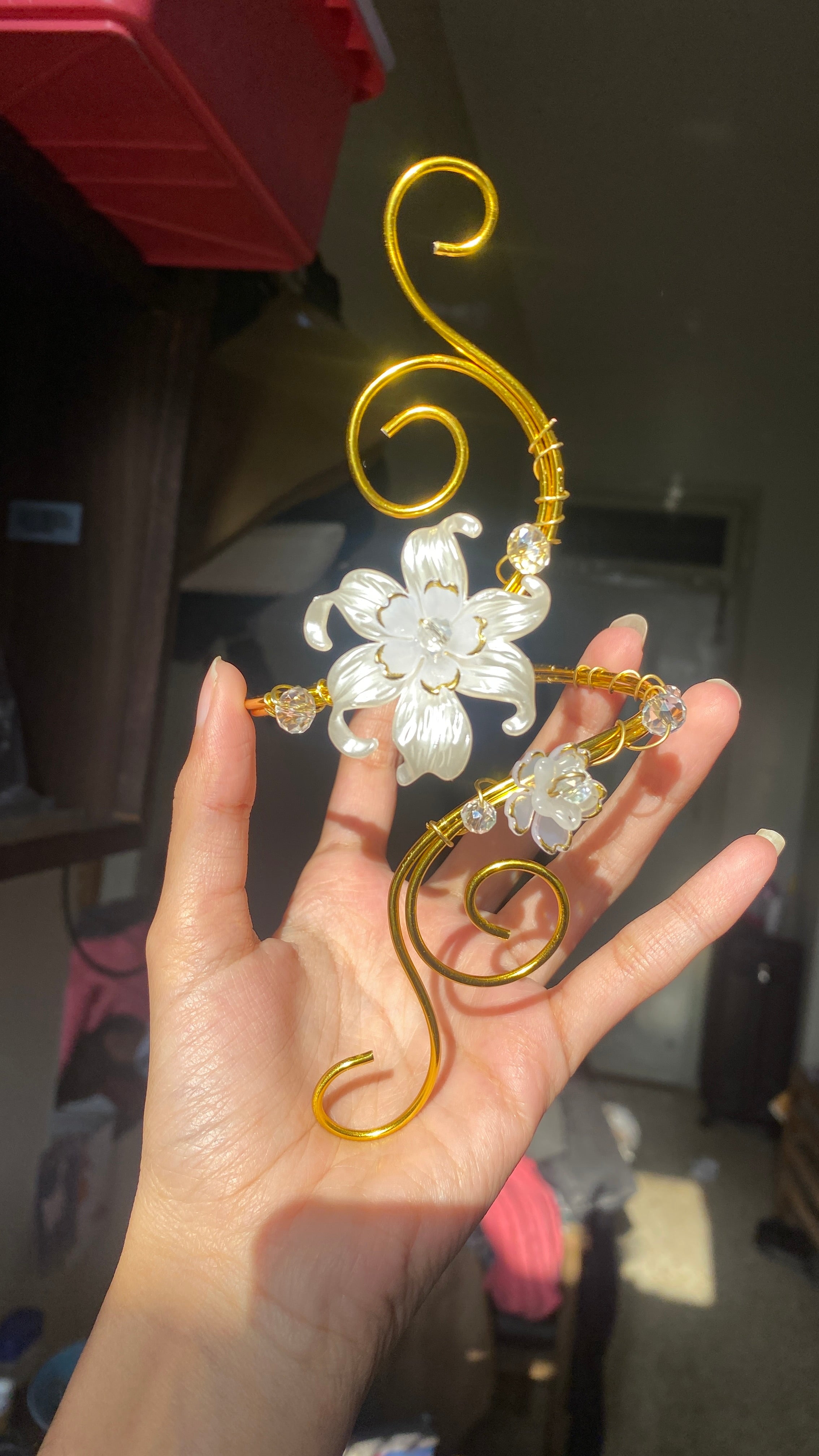 Golden butterfly flower armcuff