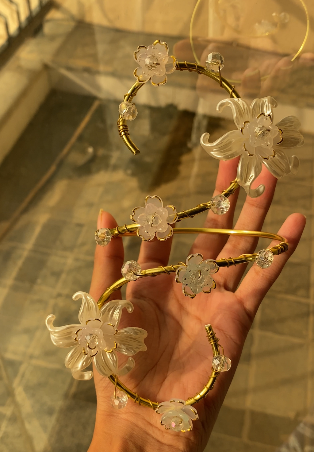 Golden white Lily armcuff