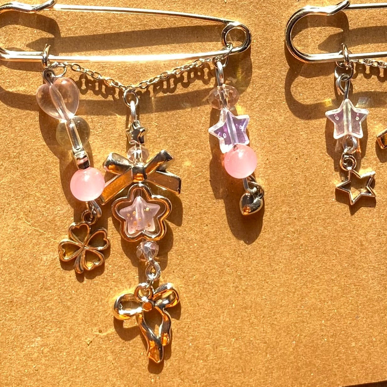 Pink coquette bow bag pin
