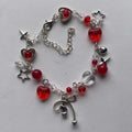 Silver bow bracelet(red)
