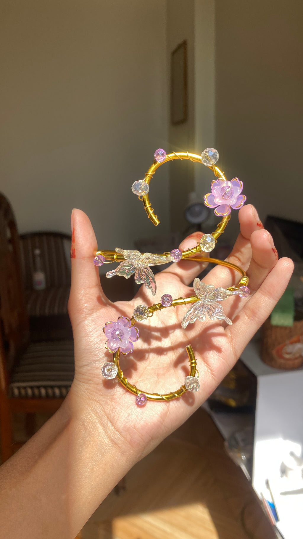 Lilac Crystal butterfly armcuff