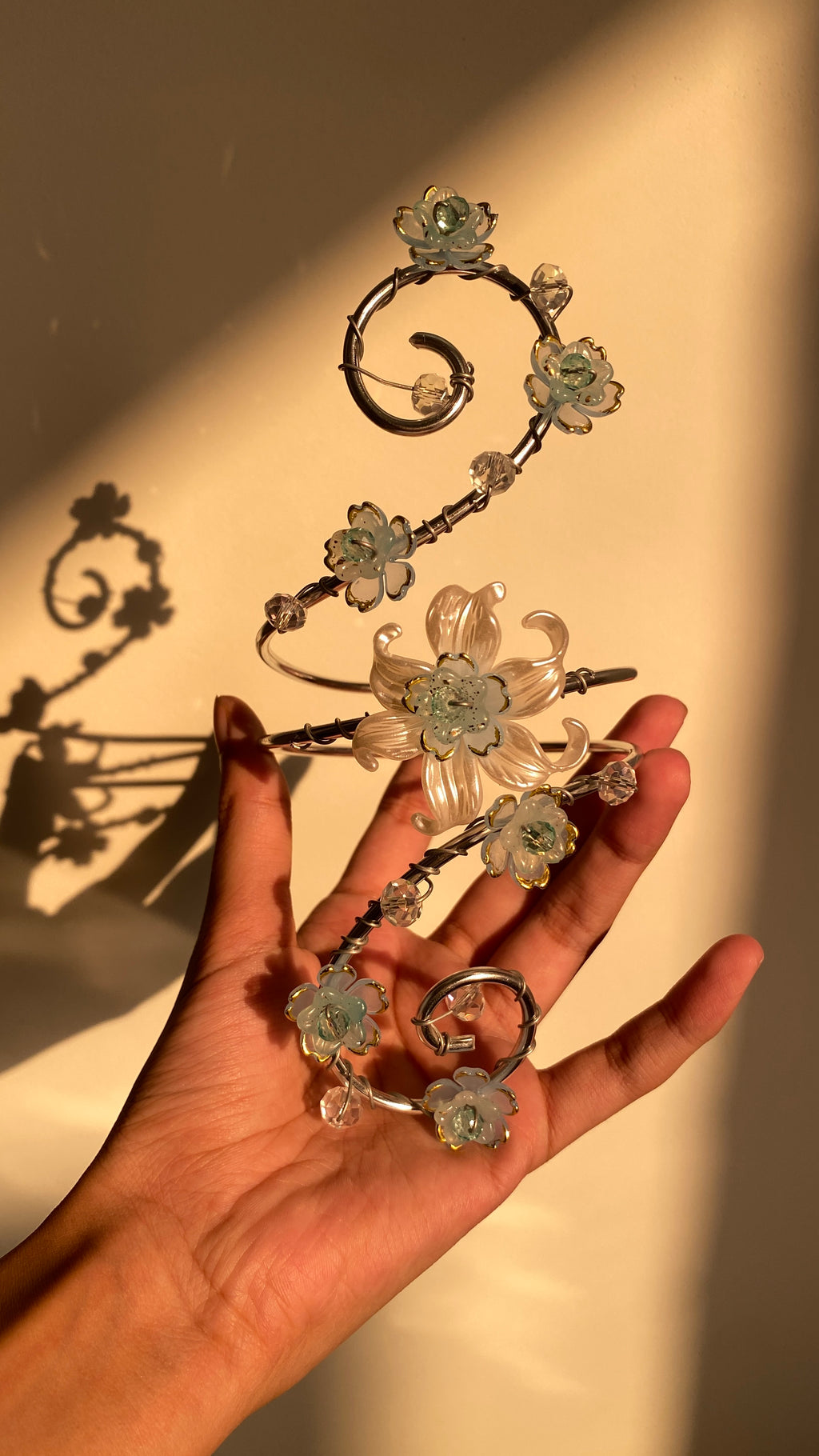 Silver blue ethereal lily armcuff