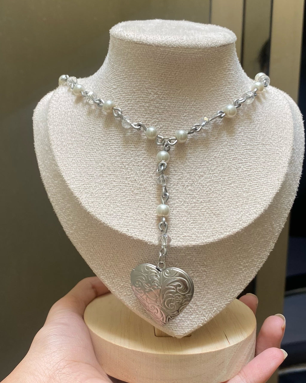Beaded heart locket