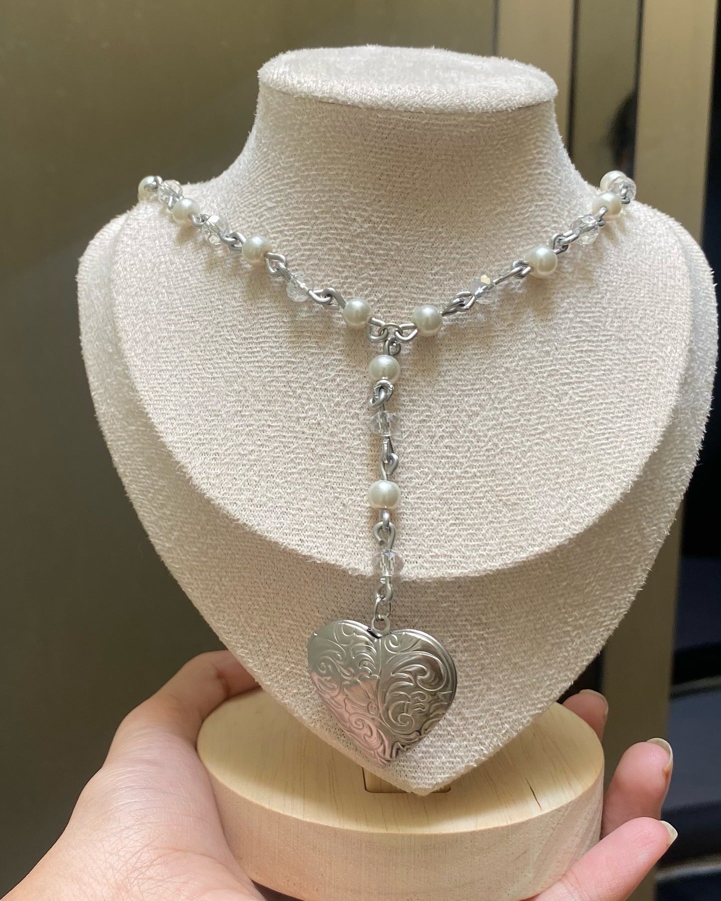 Beaded heart locket
