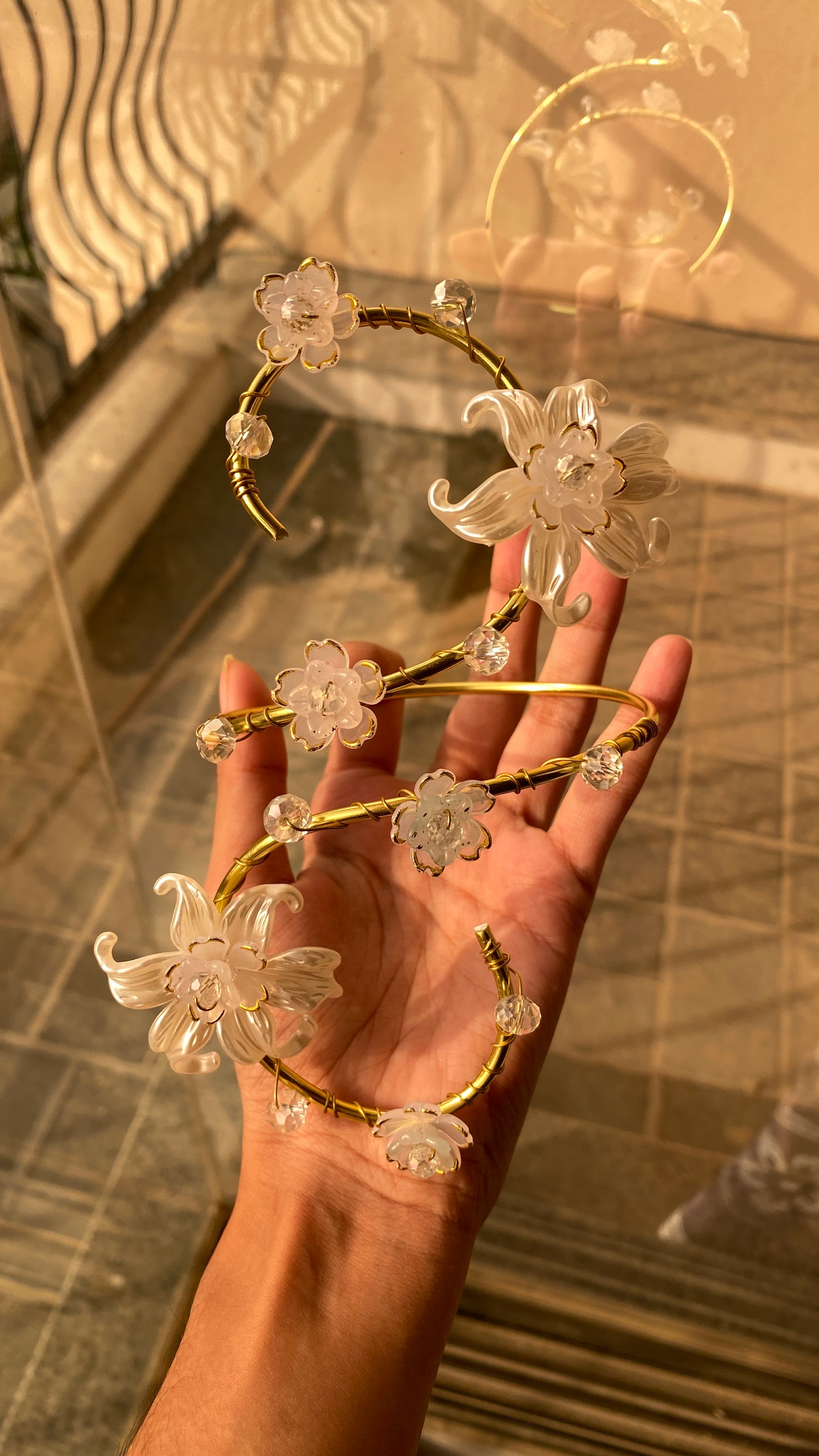 Golden white Lily armcuff
