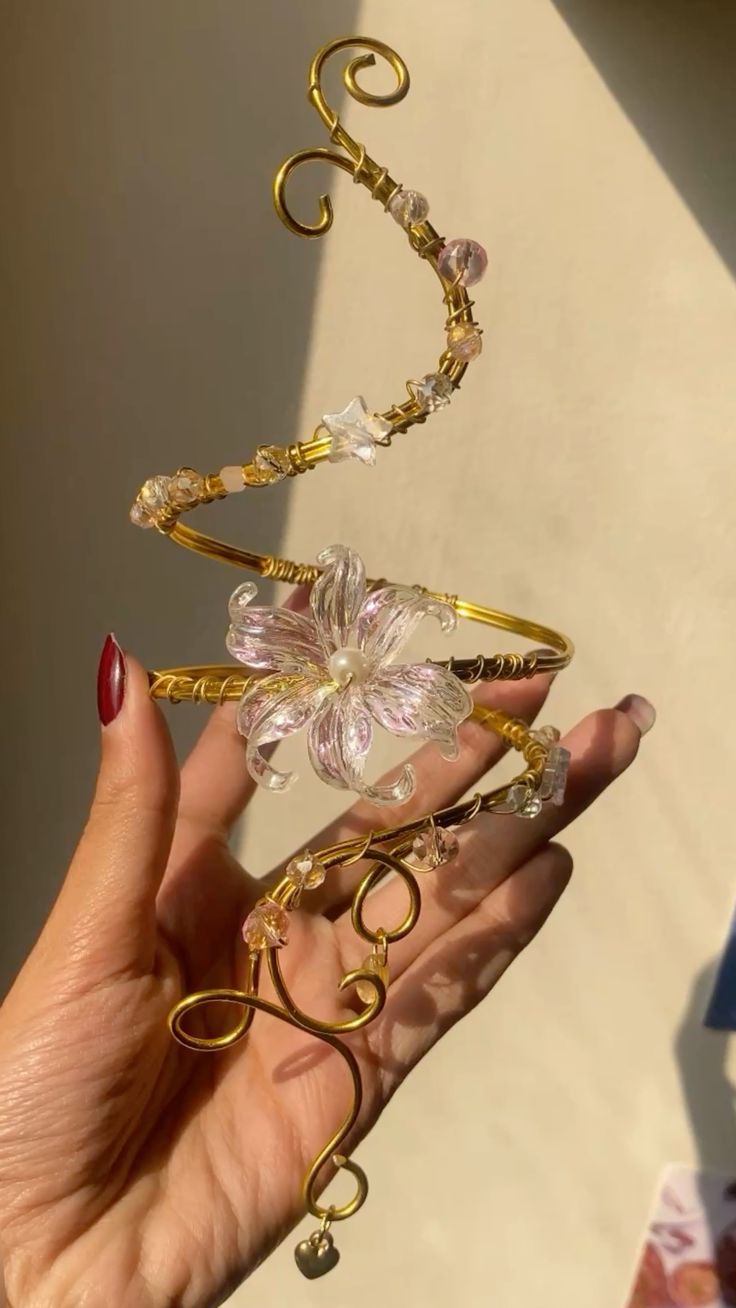 golden crystal lily arm cuff