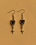 Black heart earrings