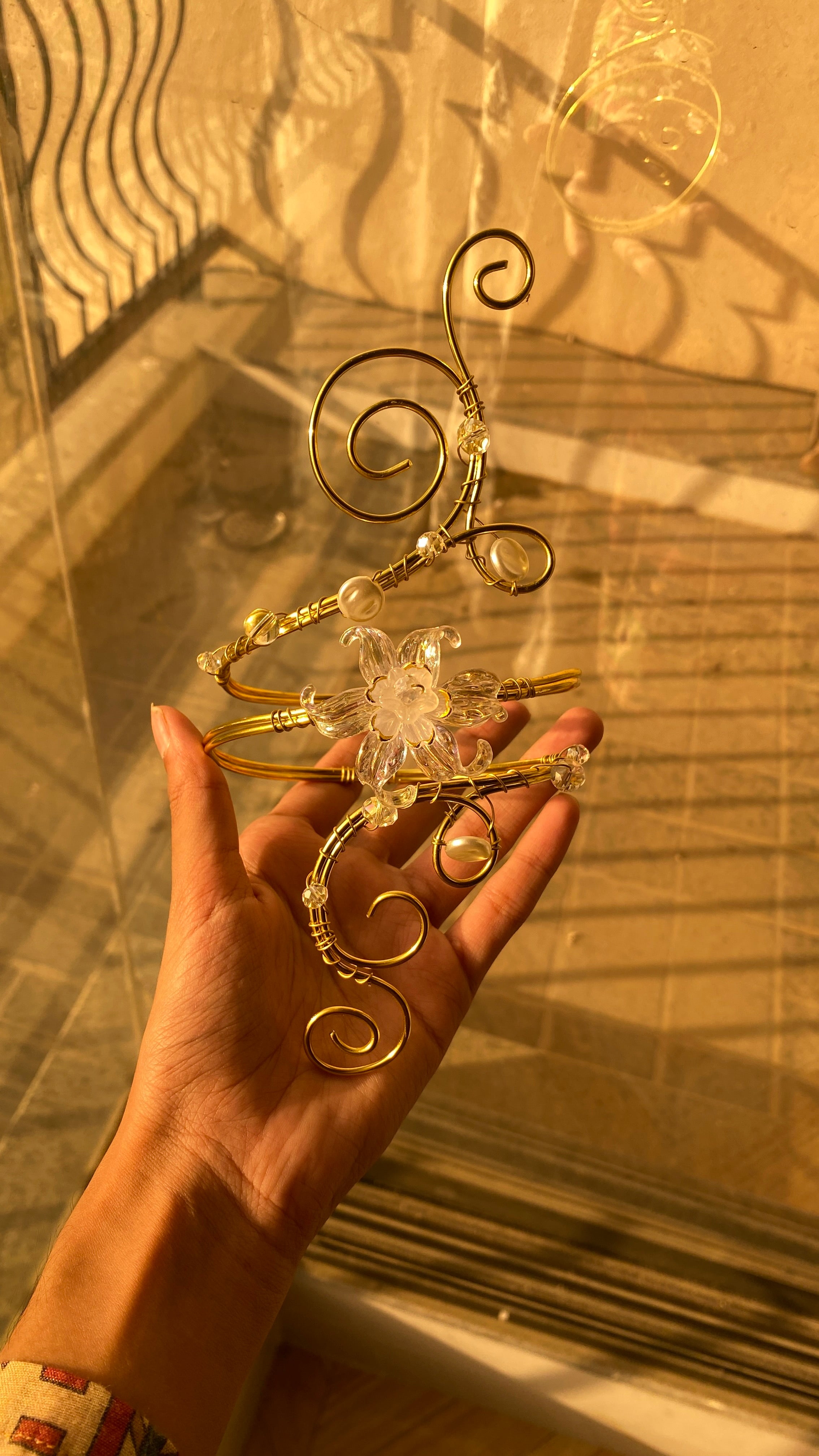 Golden crystal Lily armcuff