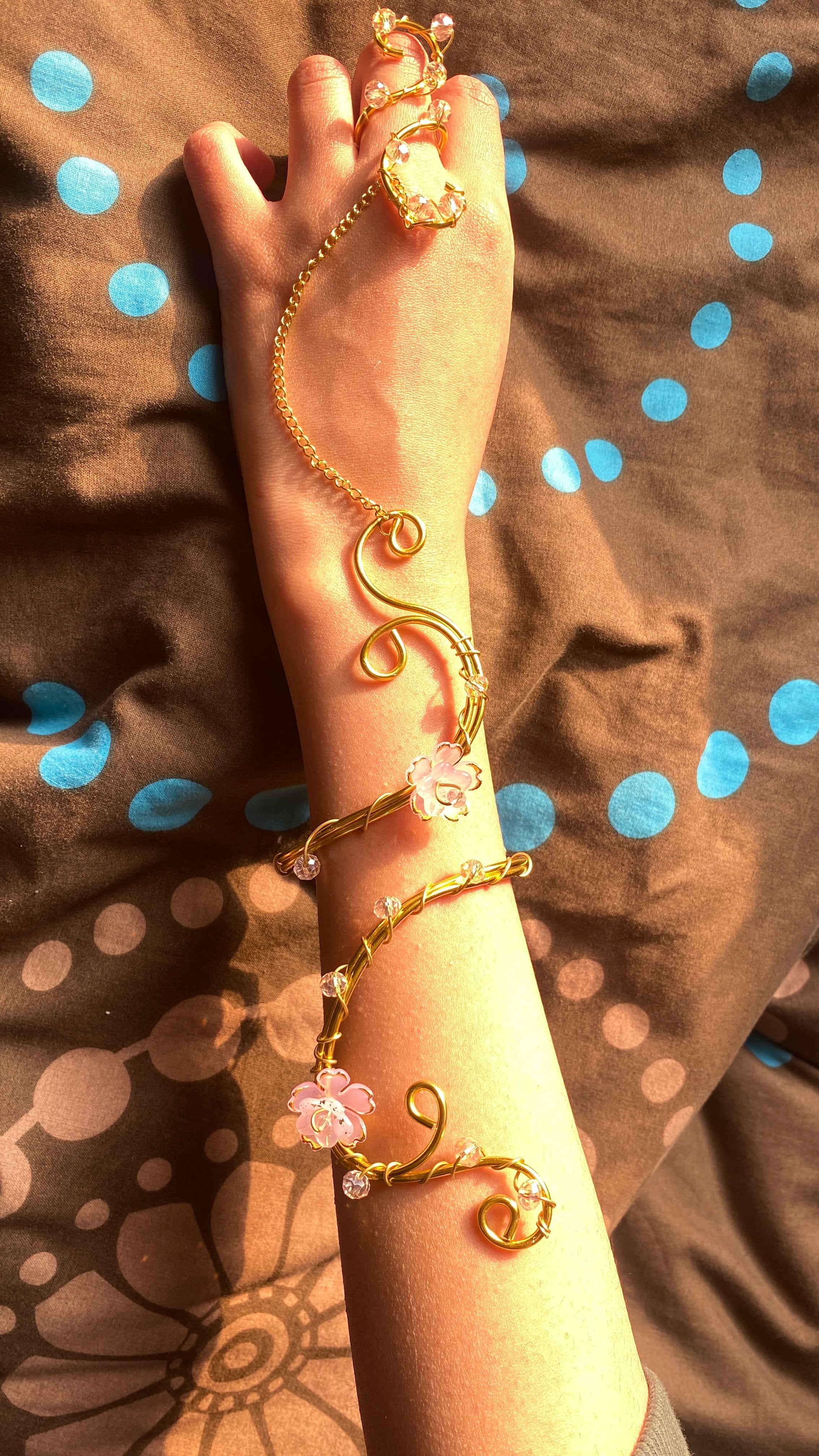 Pink flower hand cuff