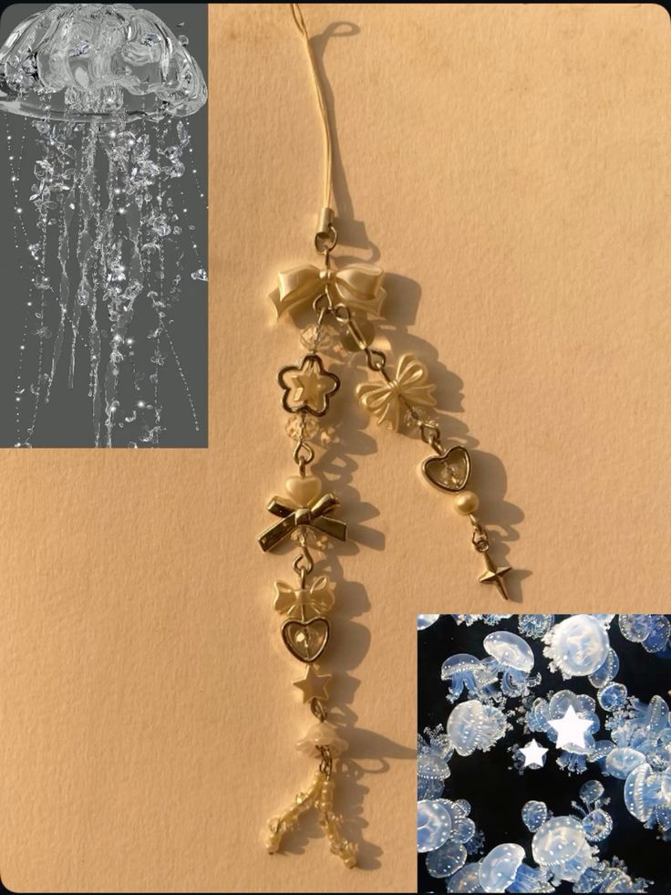 Crystal jellyfish phone charm