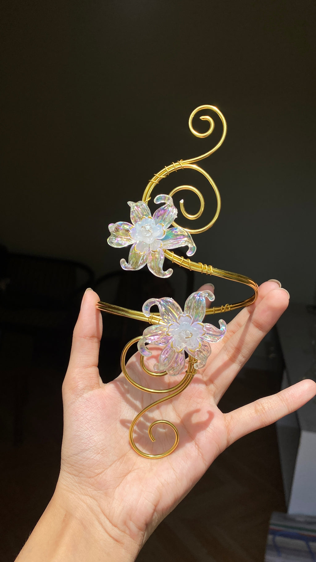 Crystal lily arm cuff
