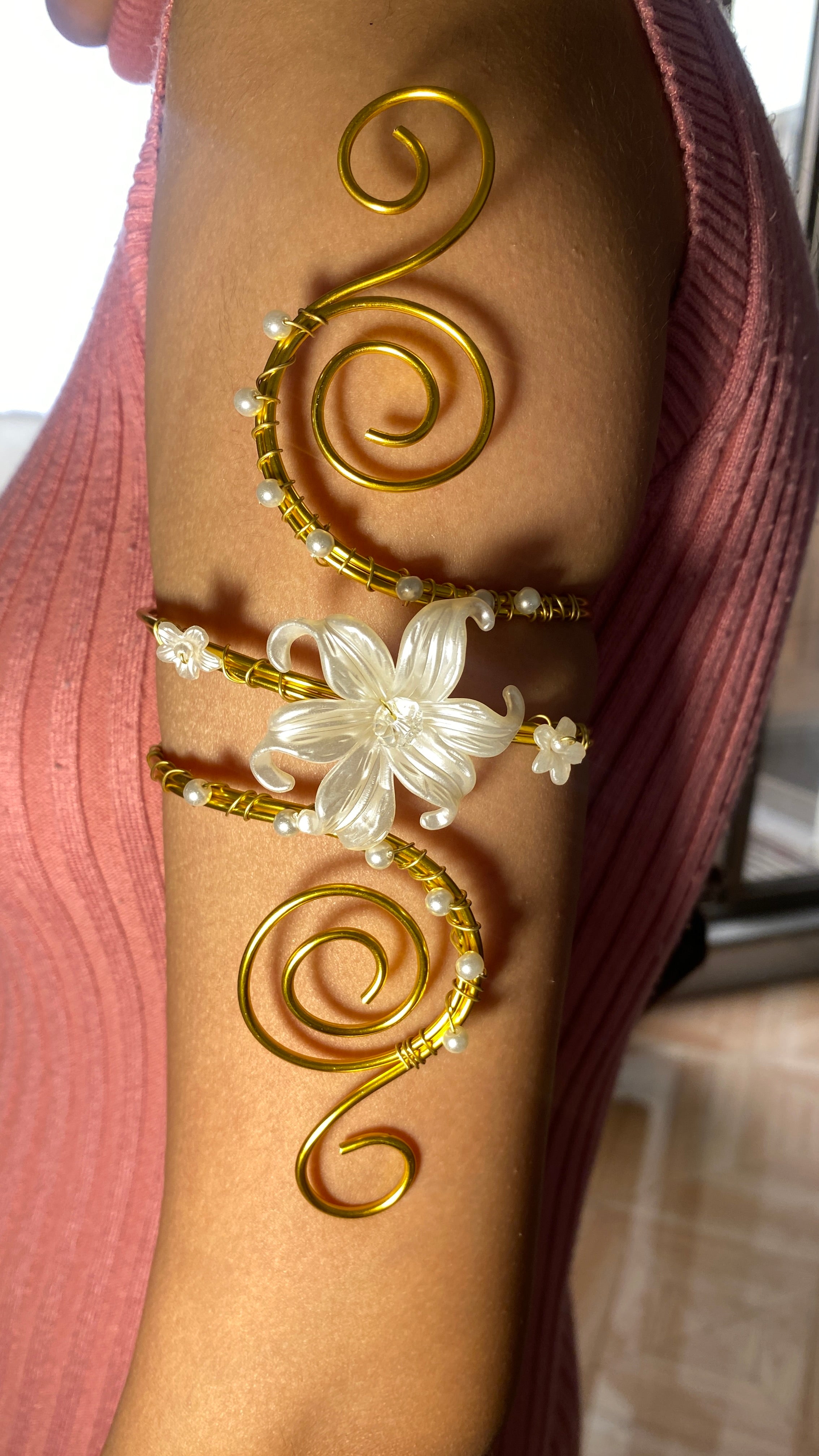 Golden spiral lily armcuff