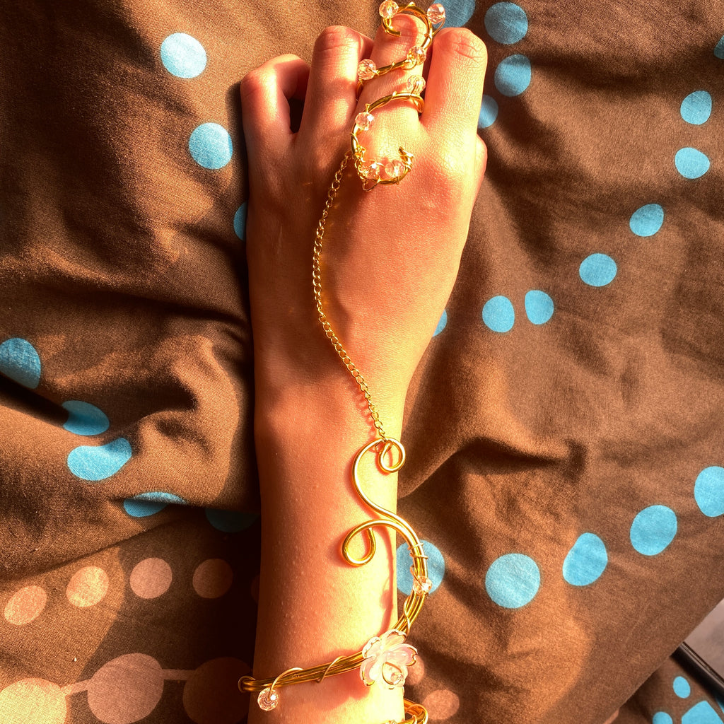 Pink flower hand cuff
