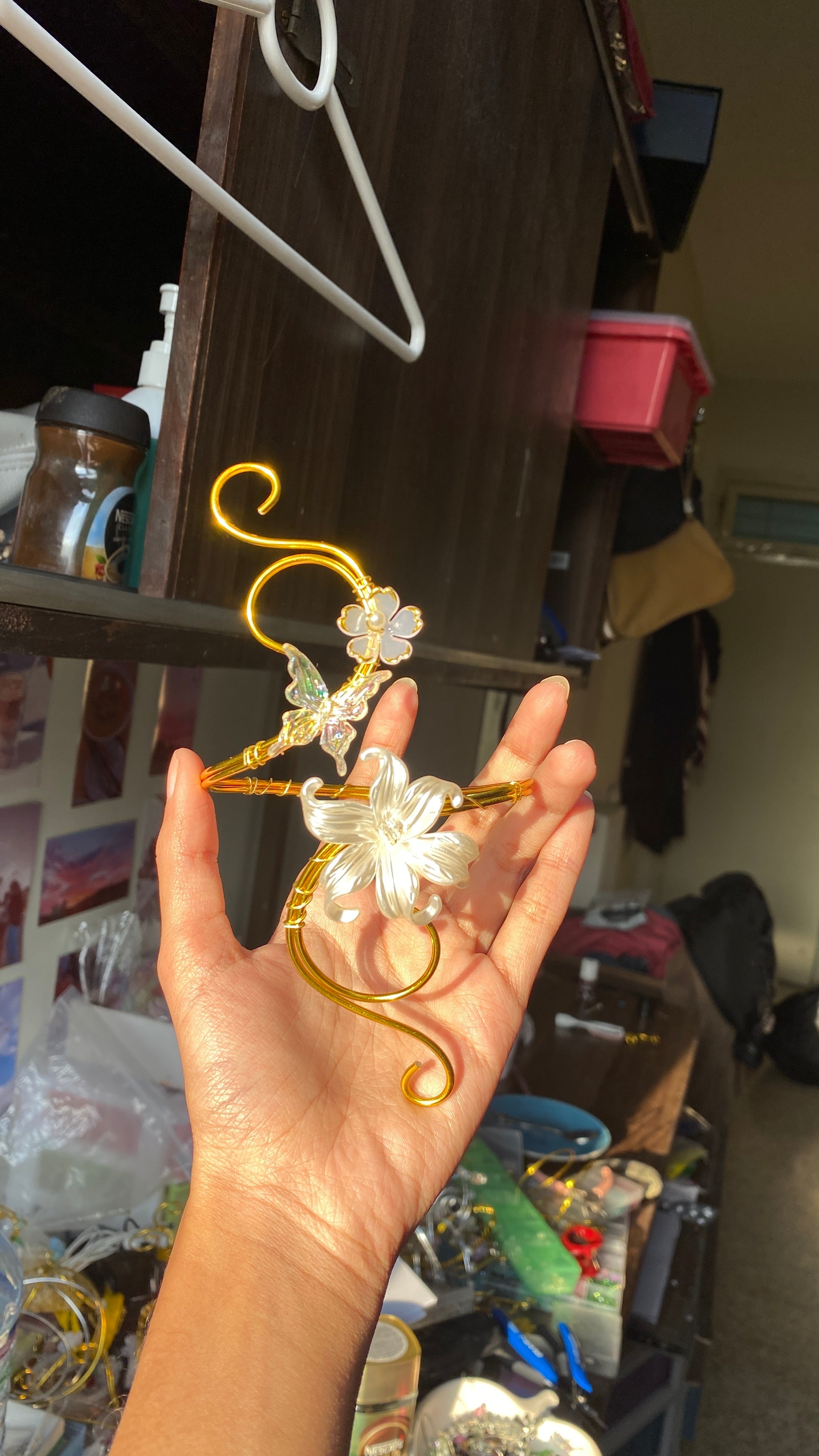 Golden lily butterfly armcuff