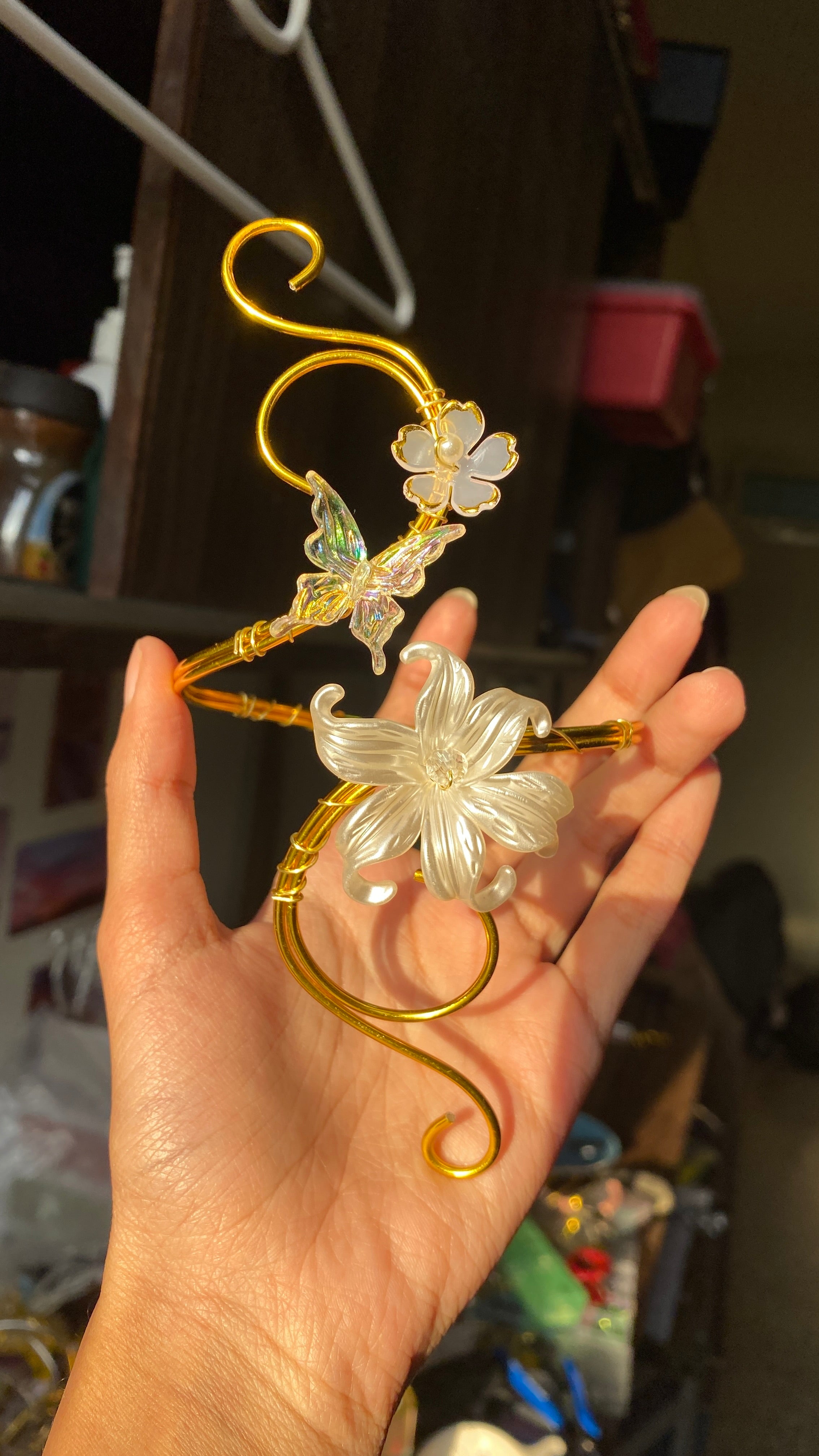 Golden lily butterfly armcuff