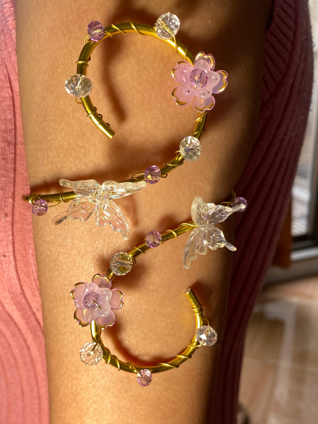 Lilac Crystal butterfly armcuff