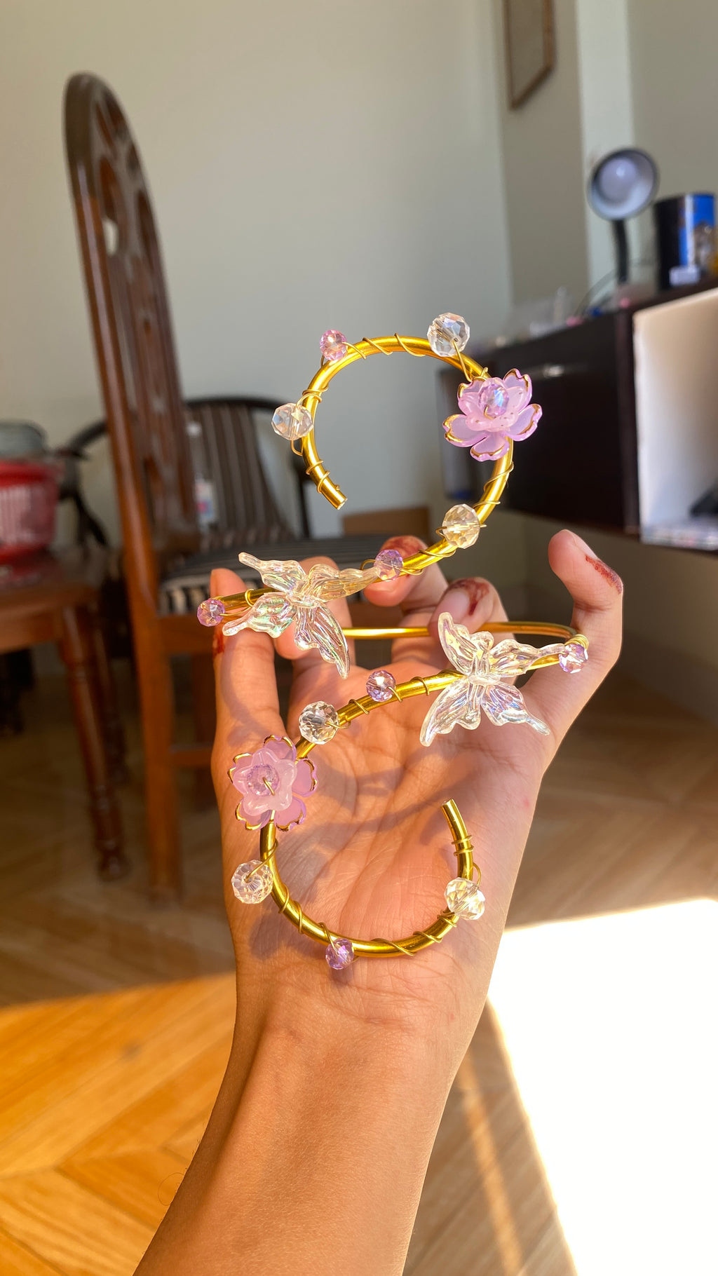 Lilac Crystal butterfly armcuff