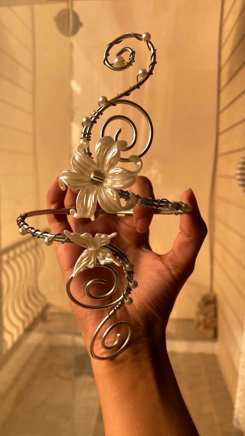 Silver Lily butterfly armcuff