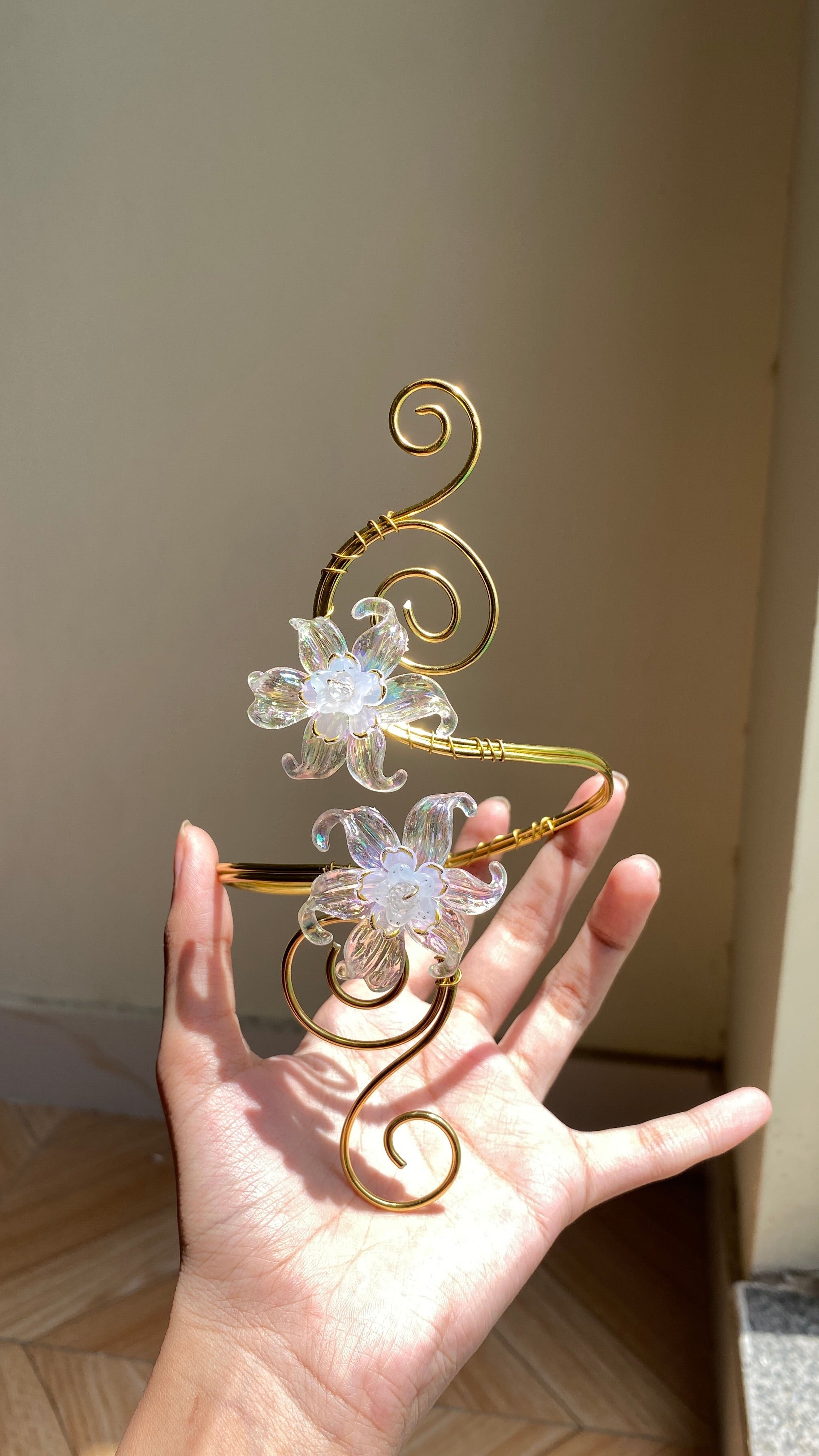 Crystal lily arm cuff