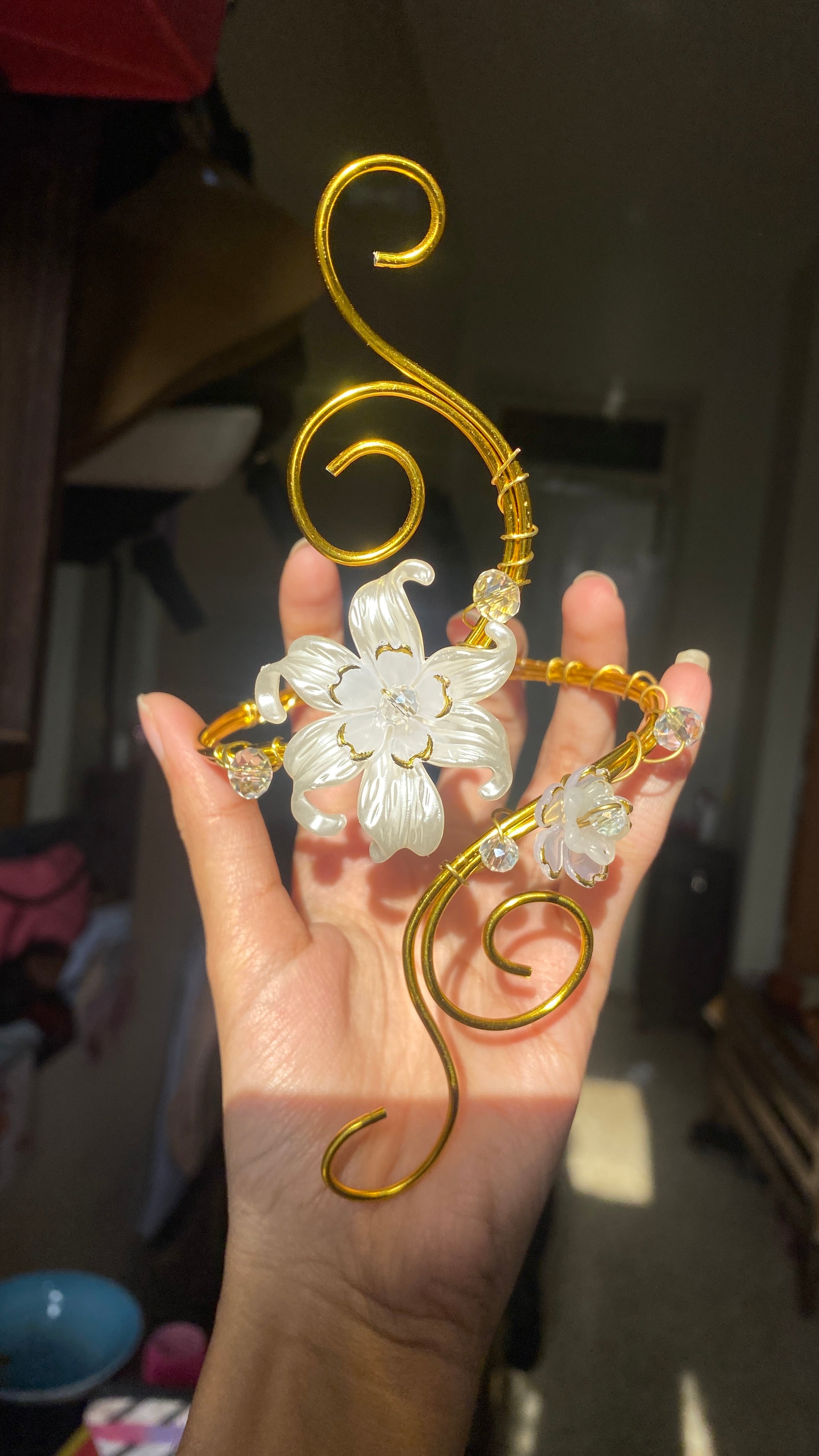 Golden butterfly flower armcuff