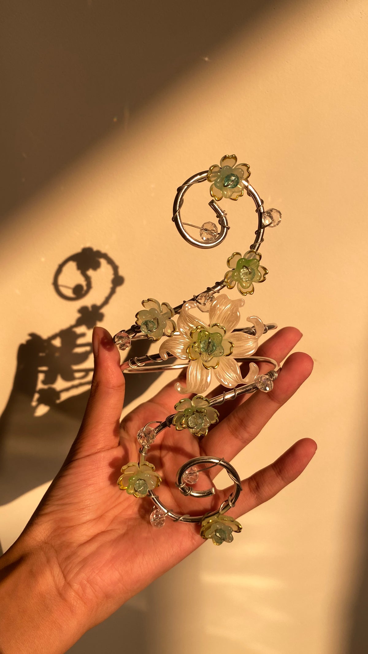 Silver mint ethereal lily armcuff