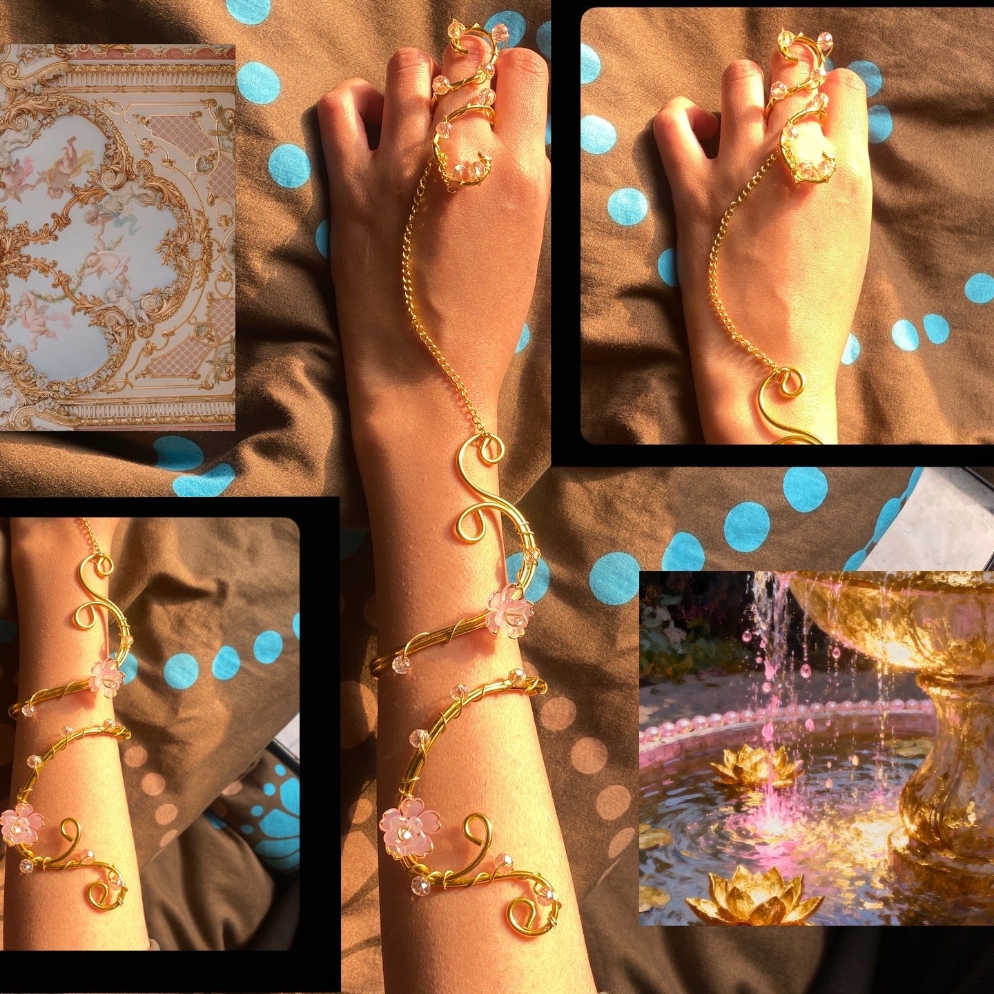 Pink flower hand cuff